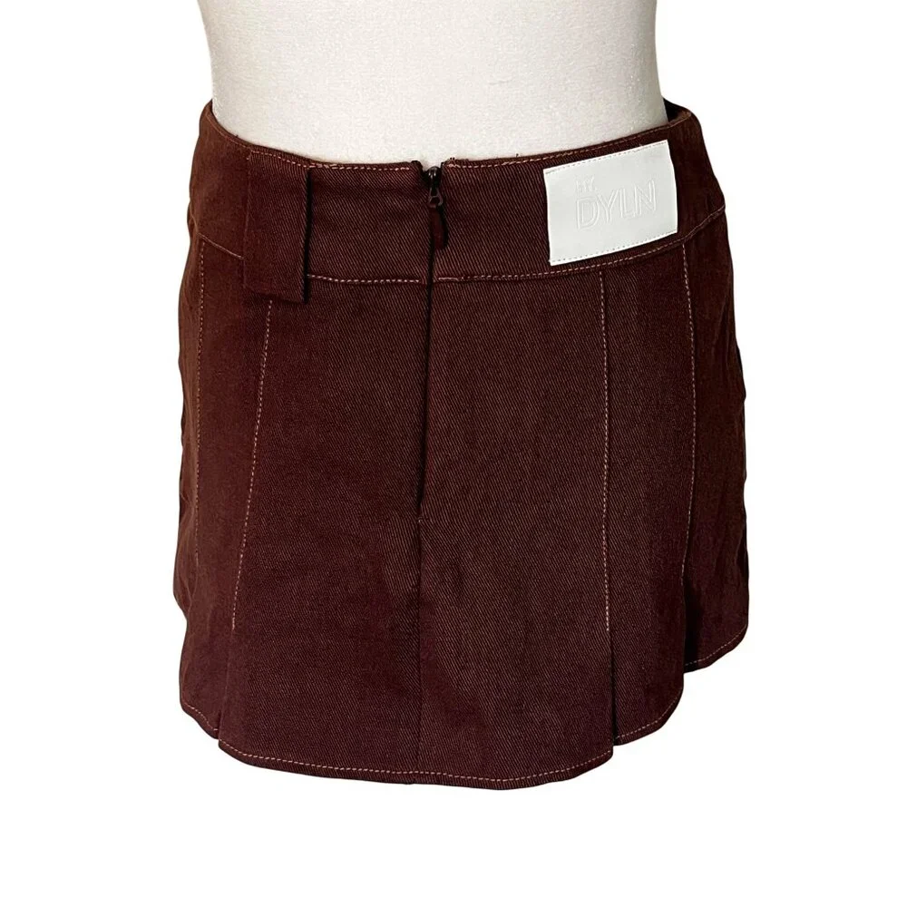 BY.DYLN Avant Mini Skirt in Chocolate Small New Womens Shorts